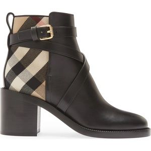 Burberry Pryle Check Block Heel Bootie size 8.5